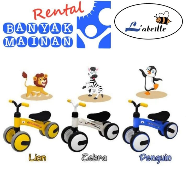 LABEILLE BALANCE BIKE 4 RODA - BIRU/KUNING/PUTIH