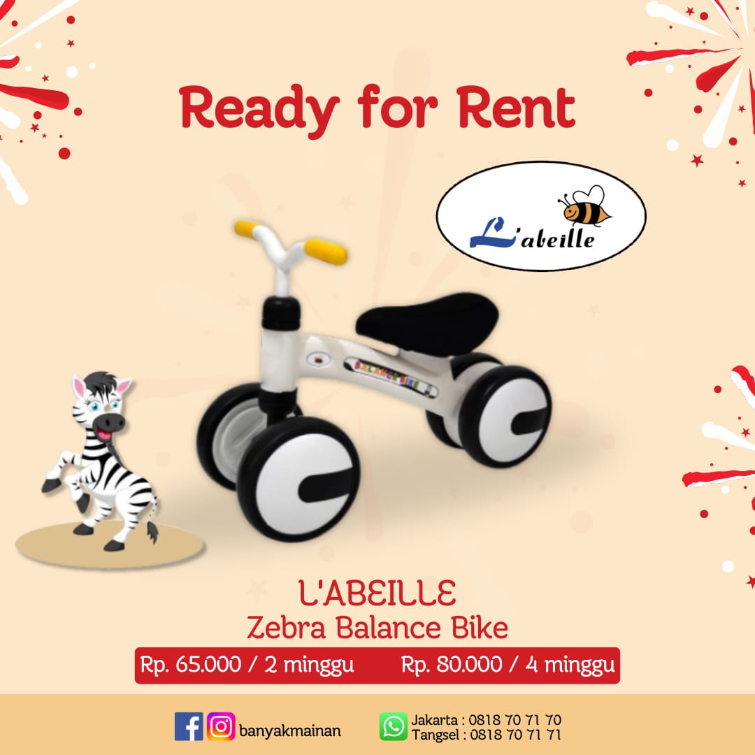 LABEILLE BALANCE BIKE 4 RODA - BIRU/KUNING/PUTIH
